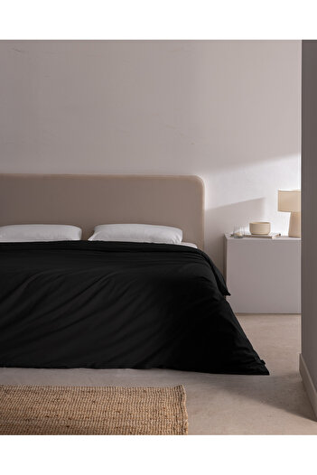 Madame Coco Manon King Size 100% Cotton Ranforce Plain Duvet Cover - Black
