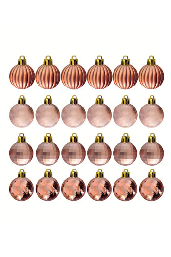 Loremp Christmas Tree Ornament, Bronze Luxury Tree Ornament Set 24 Pieces in 3 cm Package