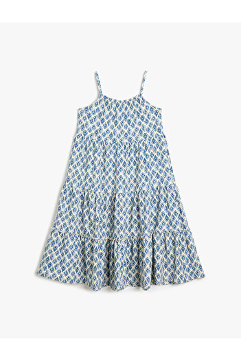 Koton Layered Patterned Thin Strap Mini Dress