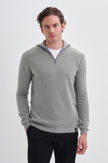 Cazador Jazz 3026 Half Zippered Stand Collar Men's Knitwear Sweater