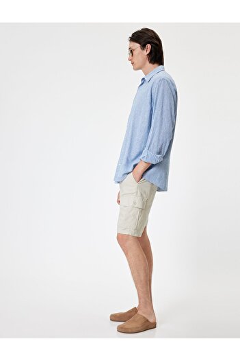 Koton Linen Bermuda Shorts - Cargo Pocket Detail