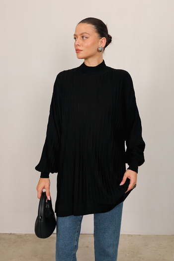 Melike Tatar Black Basic Knitwear Tunic 70-2199