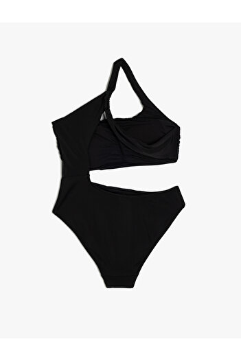 Koton Single Shoulder Asymmetrical Drape Detailed Swimsuit