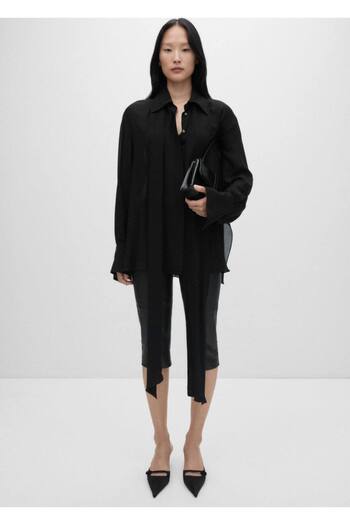 MANGO Woman Semi-Transparent Tie Detailed Shirt