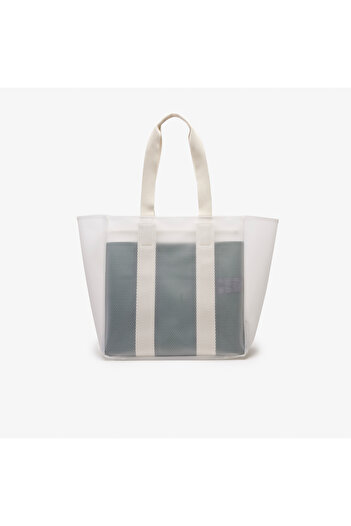 Lacoste Unisex Printed White Shopping Bag