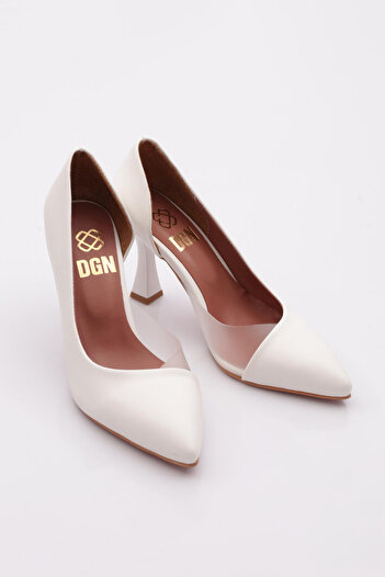 DGN 0653-22y Women's Pointed Toe, Low-cut, Side Transparent Long Heeled Shoes