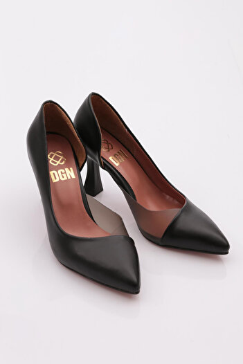 DGN 0653-22y Women's Pointed Toe, Low-cut, Side Transparent Long Heeled Shoes