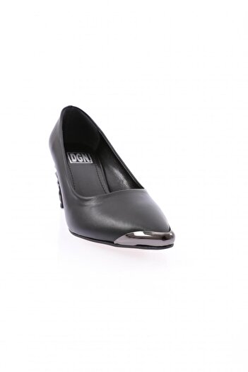DGN Women's Pointed Toe Low-Cut Heeled Shoes Black