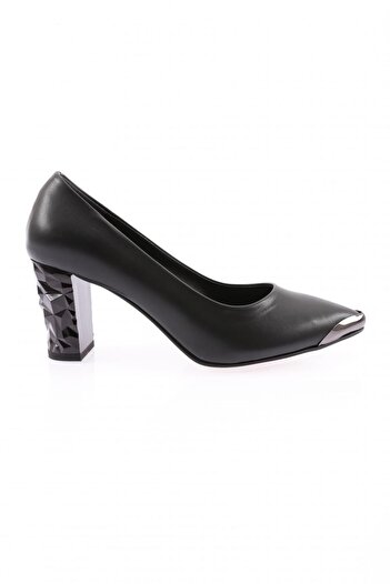 DGN Women's Pointed Toe Low-Cut Heeled Shoes Black