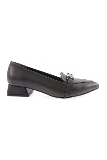 DGN 014 Model Women's Pointed Toe Silver Stone Detailed Heeled Ballerinas
