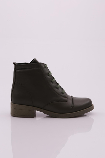 DGN Women's Lace-Up Zippered Boots Khaki 251103171