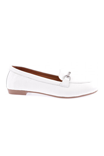 DGN Women's White Zenne Loafer with Metal Accessories 21332110