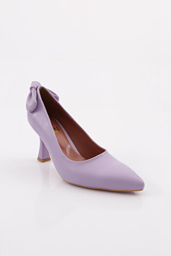DGN Women's Pointed Toe Low-Cut Back Bow Goblet Heel Shoes Lilac 81121029