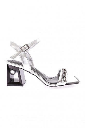 DGN 617-23y Women's Silver Stone Banded Heeled Sandals