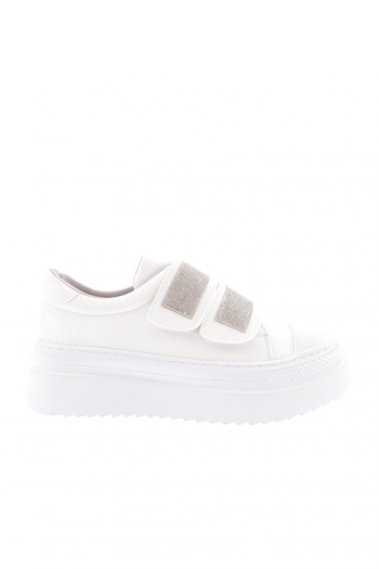 DGN White Silver Stone Thick Sole 2 Velcro Sneakers - Dolce 910921097