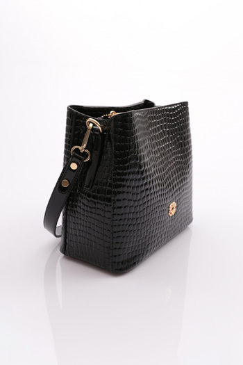DGN Crossbody Bag Black Patent Leather Bean 41133431