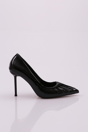 DGN Black Patent Leather Women's Heeled Shoes - 2364132859