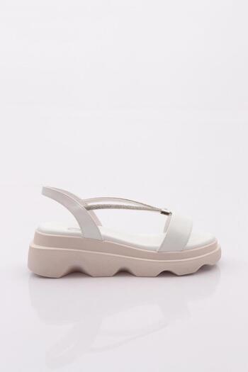 DGN Women's Thick Sole Stone String Sandals White 46223138
