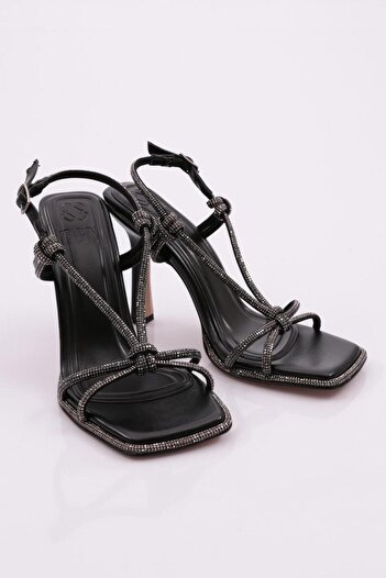 DGN 2033 Model Stone Rope Detailed Women's Heeled Shoes