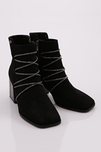 DGN Μαύρο Suede 31009 Γυναικείες μπότες με τακούνι