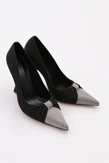DGN Black Satin Women's Heeled Shoes - 32173568