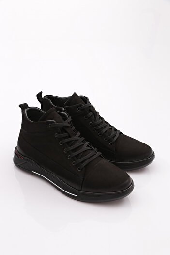 DGN Ανδρικές μπότες με κορδόνια μαύρο Nubuck Γνήσιο δέρμα 3421423210
