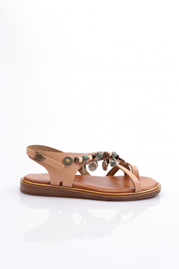 DGN Women's Side Bead Detailed Sandals Melon 4163289