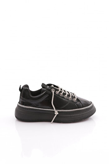 DGN Women's Stone Rope Lace-Up Sneakers Black Mirror 35672682