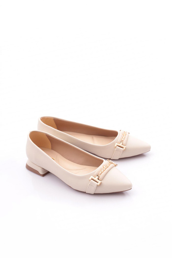 DGN Women's Ballerinas with Metal Accessories - Tan 39962534