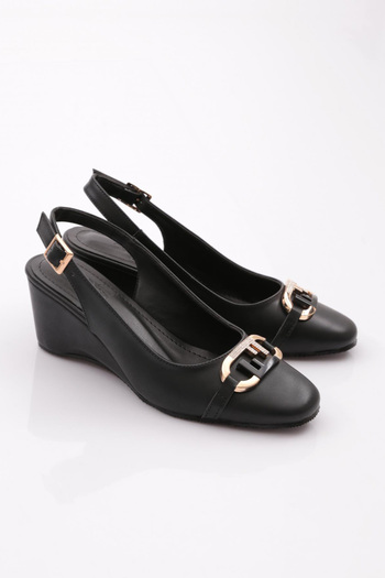 DGN 24317 Women's - Open Back Wedge Heeled Shoes