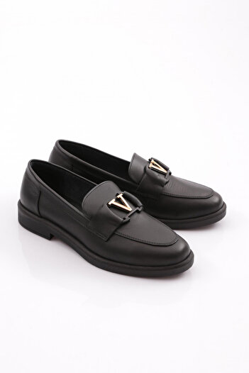 DGN V-Buckle Γυναικεία Loafer Παπούτσια Μαύρα Napa 35155353