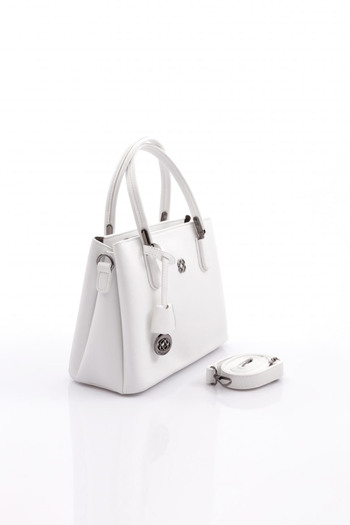 DGN White Zippered Women's Bag with Flower Decoration - 65103434