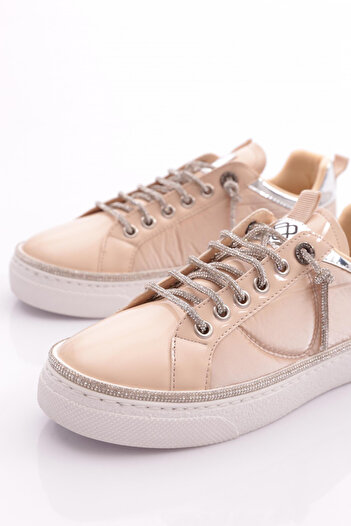 DGN Kadın Taş Ip Desenli Sneaker Ayakkabı Bej Rugan 35882682