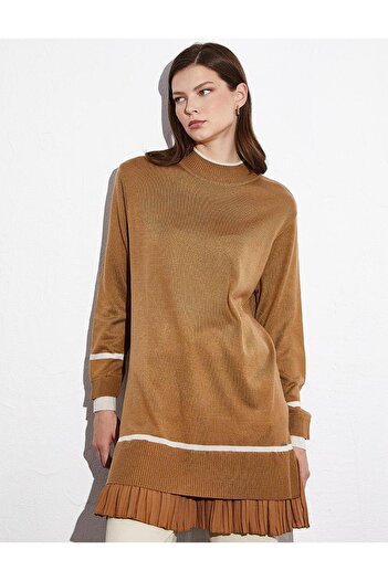 Kayra Beige Pleated Tunic Skirt