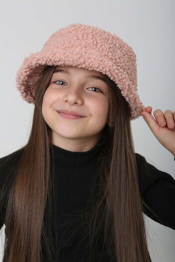 REMSA Rkş-Ç-10 Powder Plush Curly Children's Bucket Hat