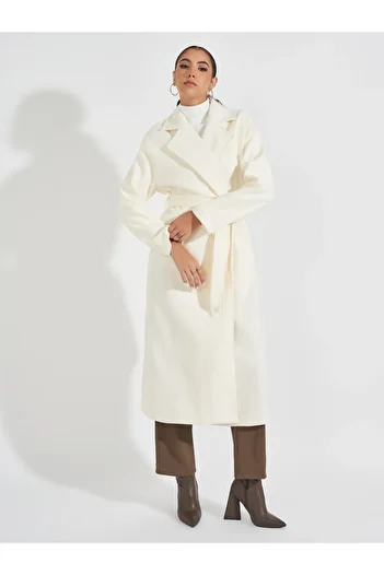 Styli Oversized Midi Length Belted Wool Like Coat