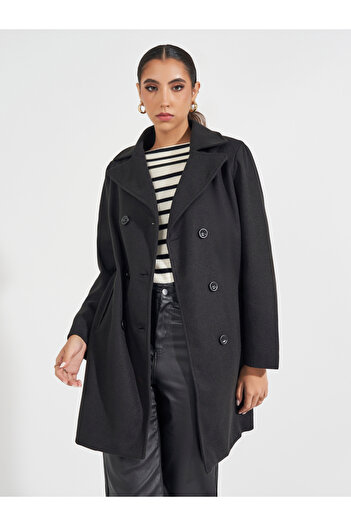 Styli Regular Fit Longline Double Breasted Wool Like Coat
