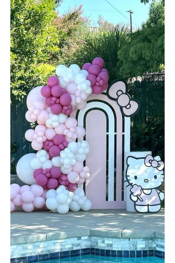 Çemrek Süs Parti Wild Strawberry Pink White Balloon Chain Set of 100