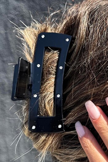 TAKIŞTIR Black Color Stone Detailed Latch Buckle