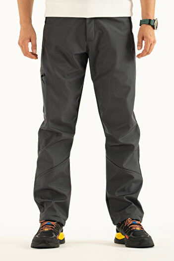 Souris Men's Gray Fleece Inside Water Repellent Windproof Winter Softshell Outdoor Pants