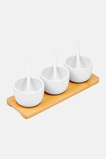 Muy Mucho 3 Pieces Sauces Serving Set, White