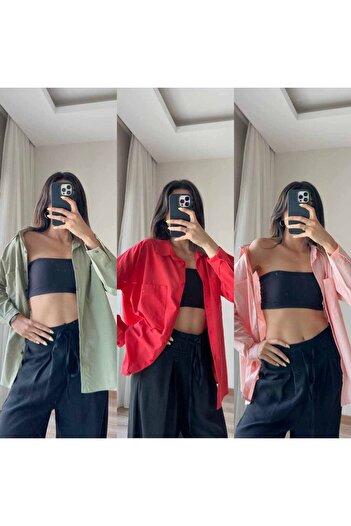 modagarden Off Shoulder Oversize Linen Shirt