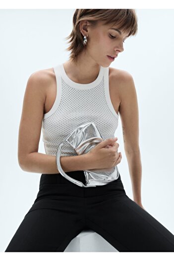 MANGO Woman Μπλούζα Halter με παγιέτες