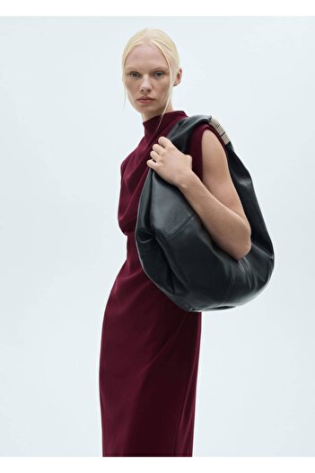 MANGO Woman High Collar Gathered Dress