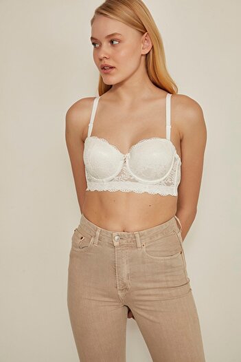 C&City 7205 Women's Padded Strapless Bra Ecru