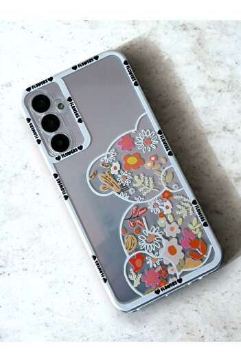 Merwish Samsung Galaxy S24 Fe Compatible Floral Tedy Patterned 2.00 mm Camera Protection Transparent Case
