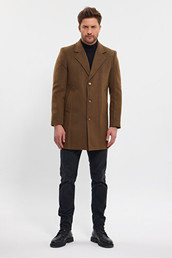 TREND KOMBİN Ανδρικό παλτό Tan Jacket Standard Fit Stamp Coat