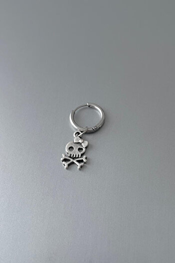 Jaida Moda Unisex Silver Halloween Sympathy Skull Steel Earrings