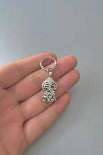 Jaida Moda Unisex Silver Christmas Flute Fairy Elf Figured Steel Hoop Earrings