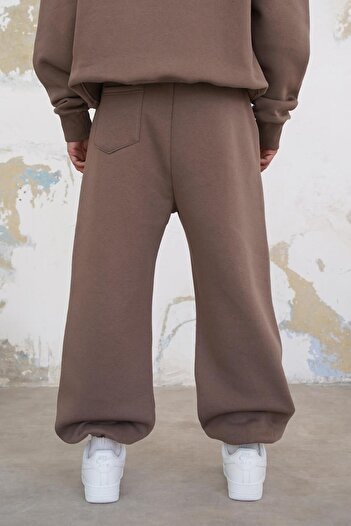 HAFKAGİYİM Ανοιχτό καφέ Cozy Basic Leg Elastic Oversize αθλητική φόρμα